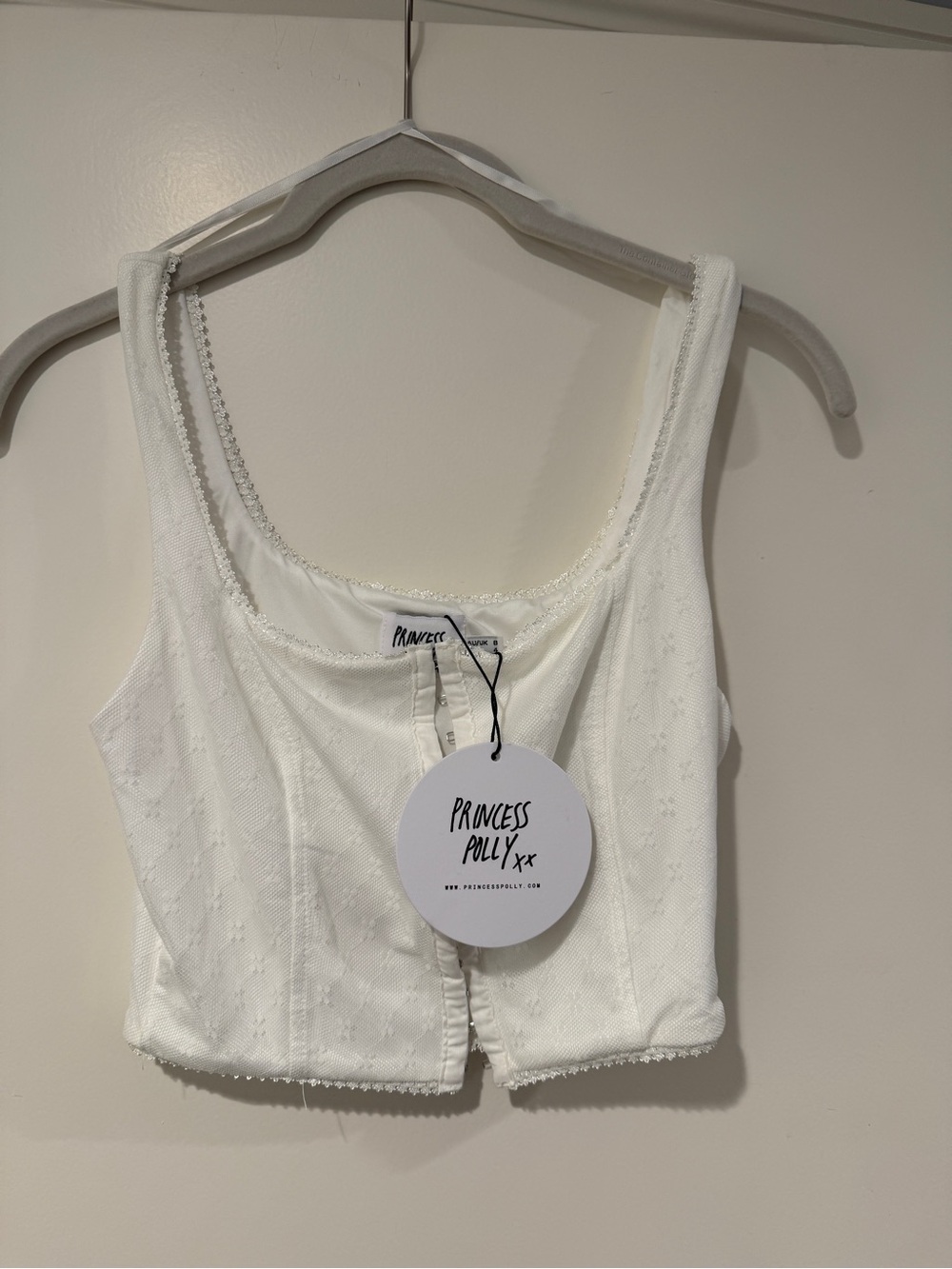 NWT Princess Polly White Cropped Corset Tank Top